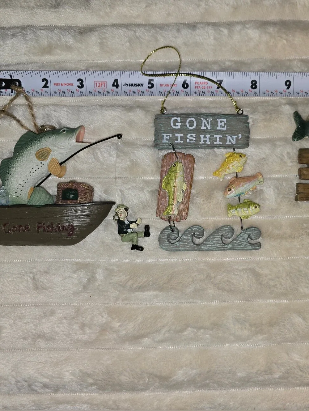 set of 3  Fishing Christmas Ornaments